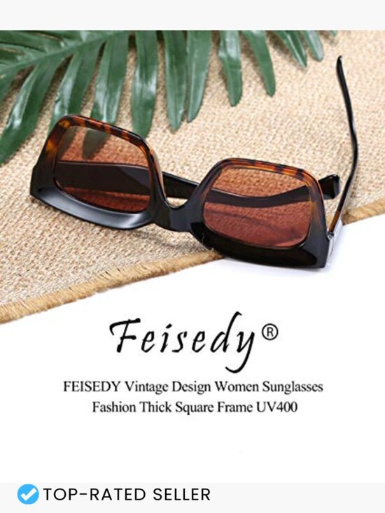 Square Chunky Frame Sunglasses UV400 Classic Vintage Thick Retro Stylish main image 6